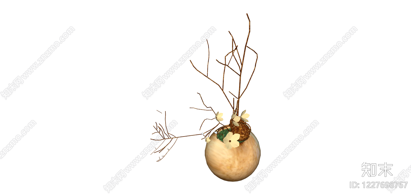 球形花瓶插花装饰SU模型下载【ID:1227698767】