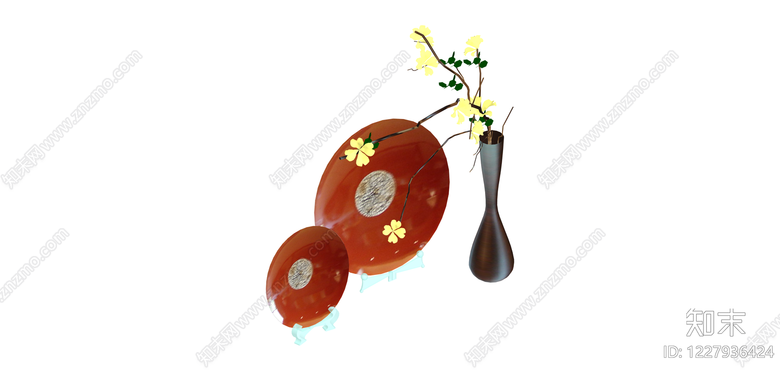 中式花艺装饰组合SU模型下载【ID:1227936424】
