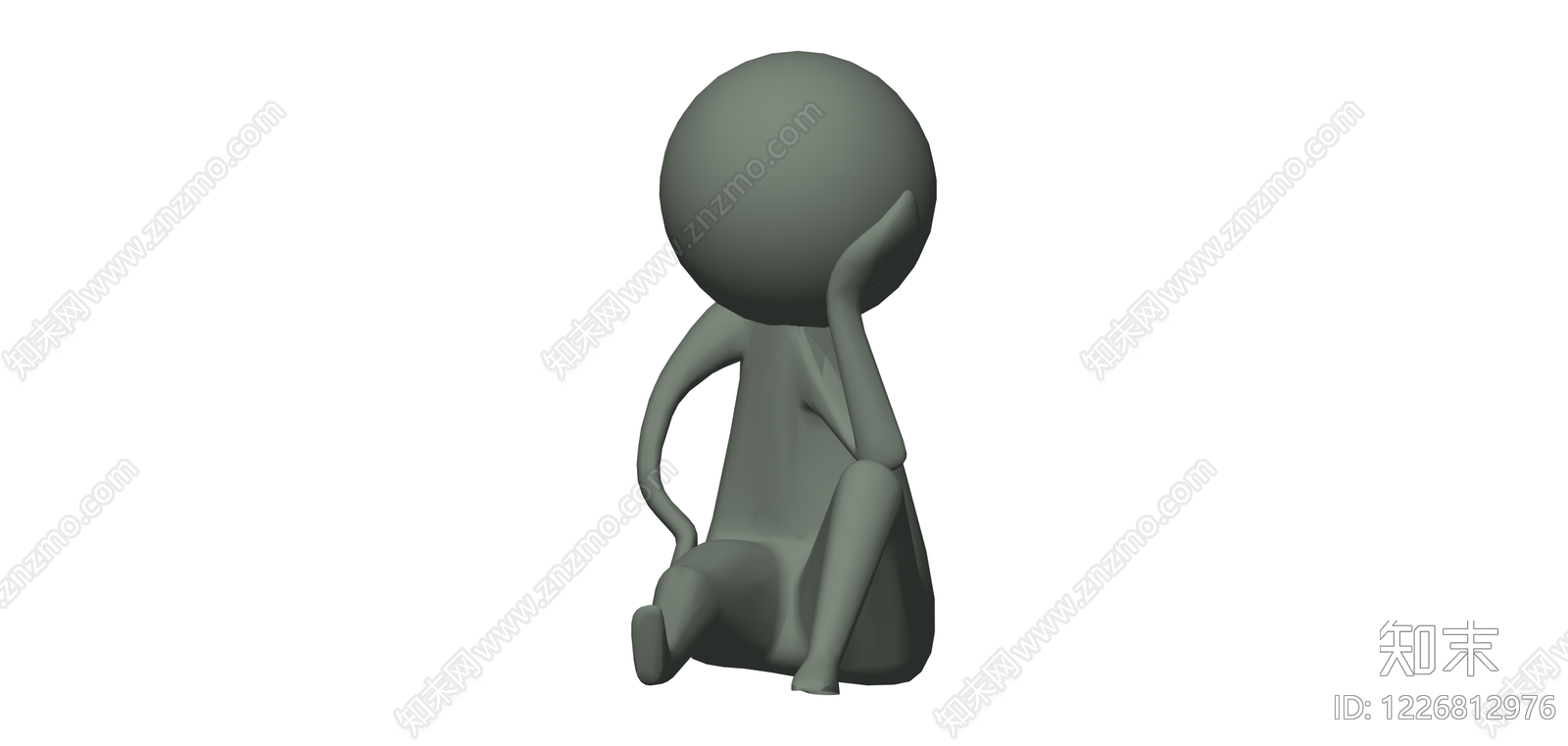 坐姿思考人物模型SU模型下载【ID:1226812976】