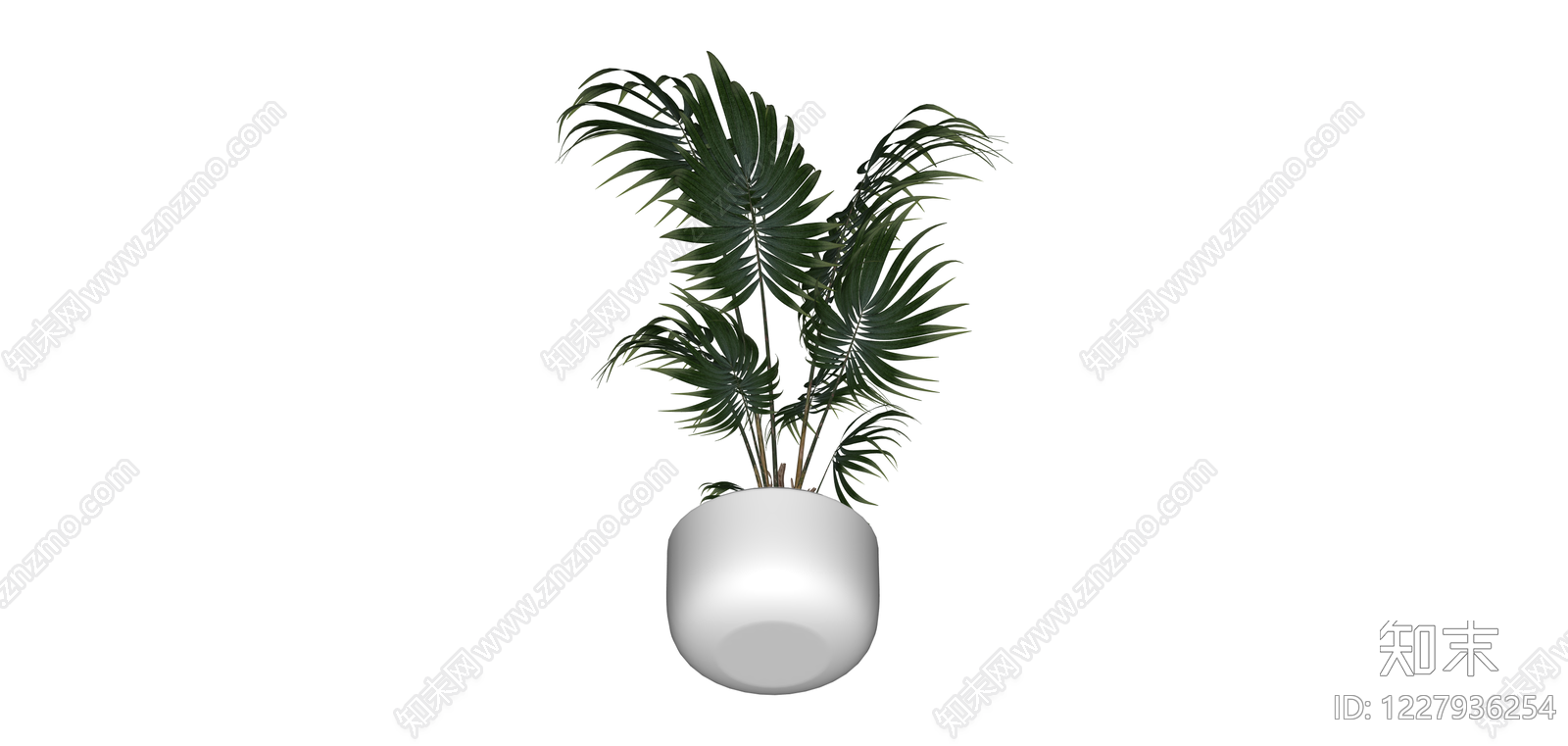 白色花盆绿植组合SU模型下载【ID:1227936254】