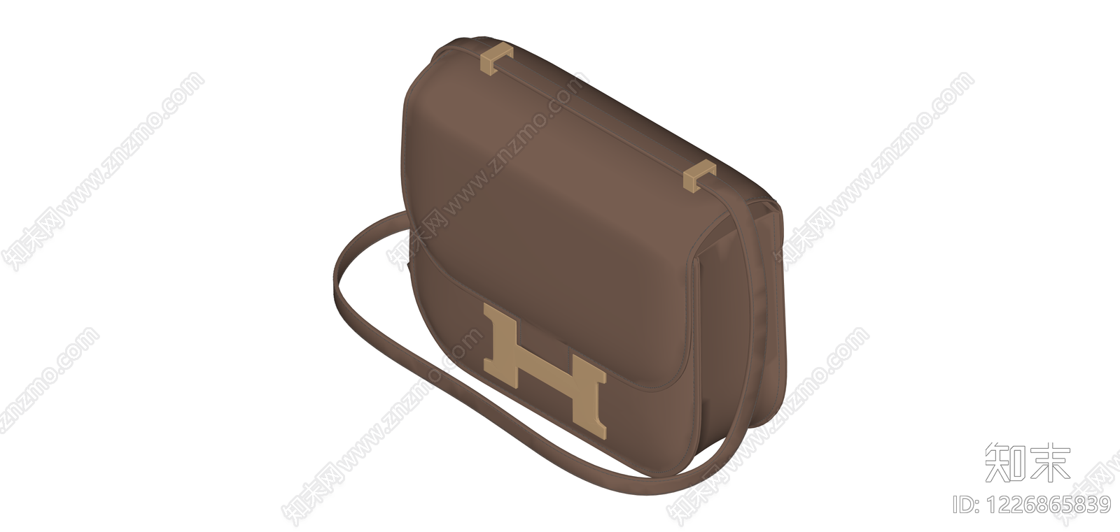 棕色H型翻盖单肩包SU模型下载【ID:1226865839】