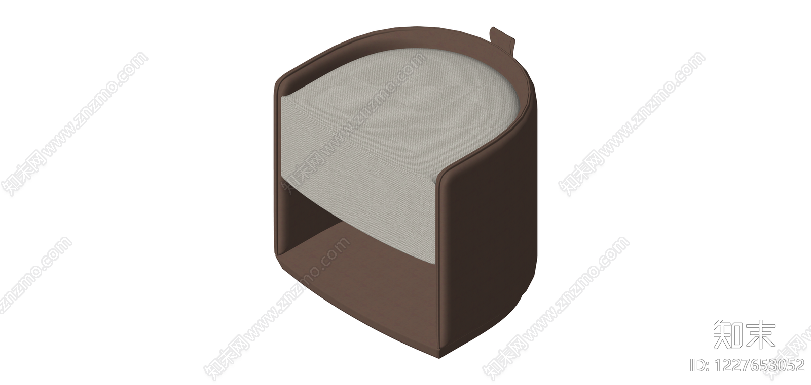 棕色弧形软包家具SU模型下载【ID:1227653052】