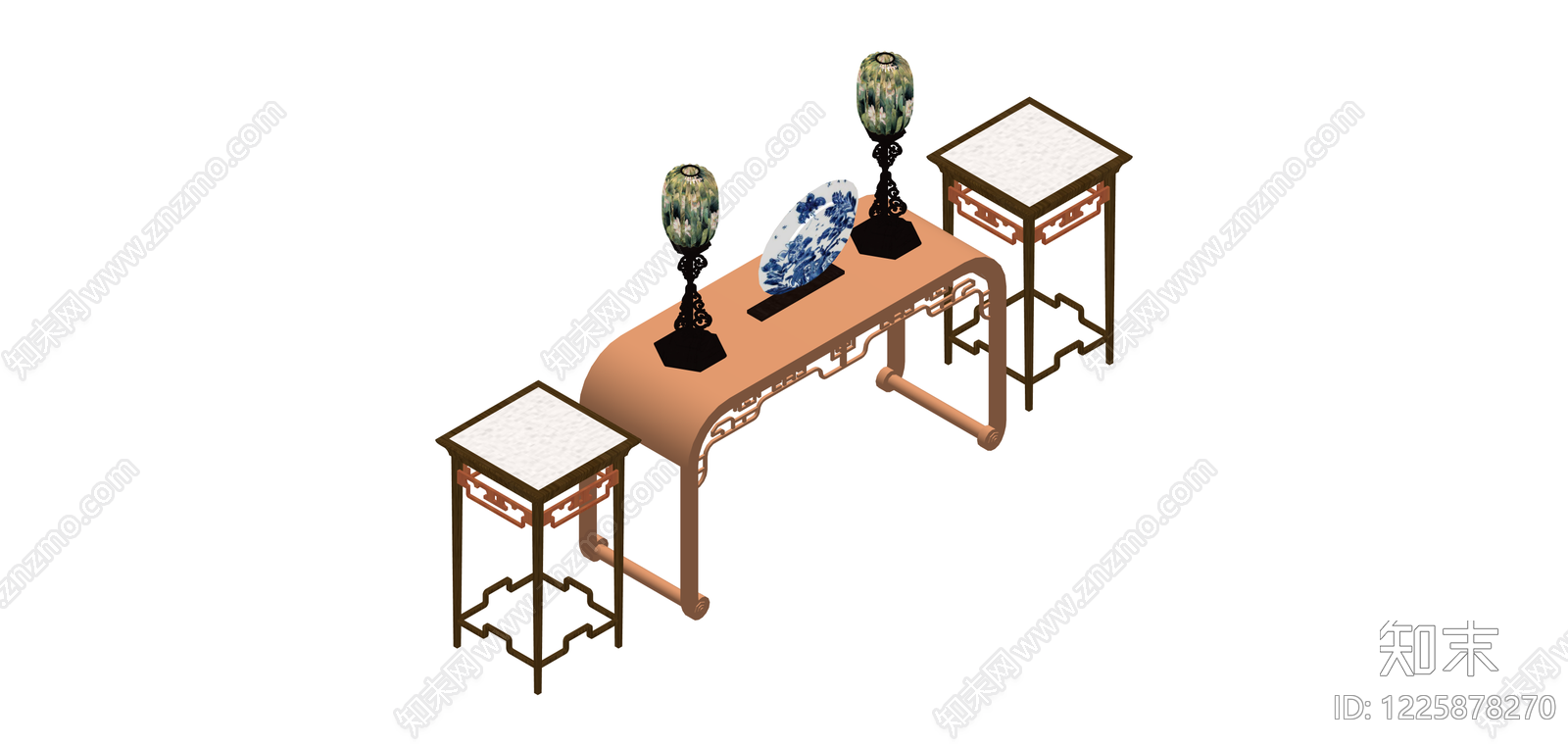 中式案几与边桌组合SU模型下载【ID:1225878270】