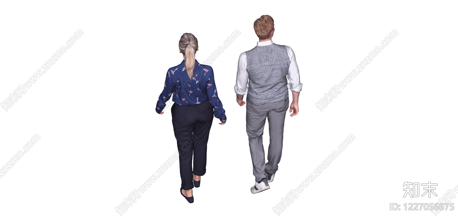 行走男女组合模型SU模型下载【ID:1227056675】