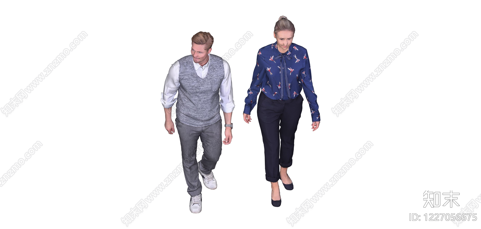 行走男女组合模型SU模型下载【ID:1227056675】