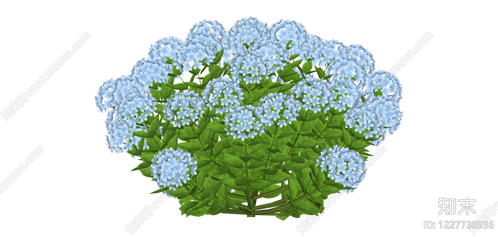 蓝色绣球花灌木模型SU模型下载【ID:1227738936】