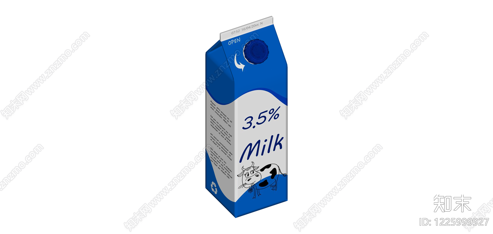 3.5%牛奶包装盒SU模型下载【ID:1225999927】