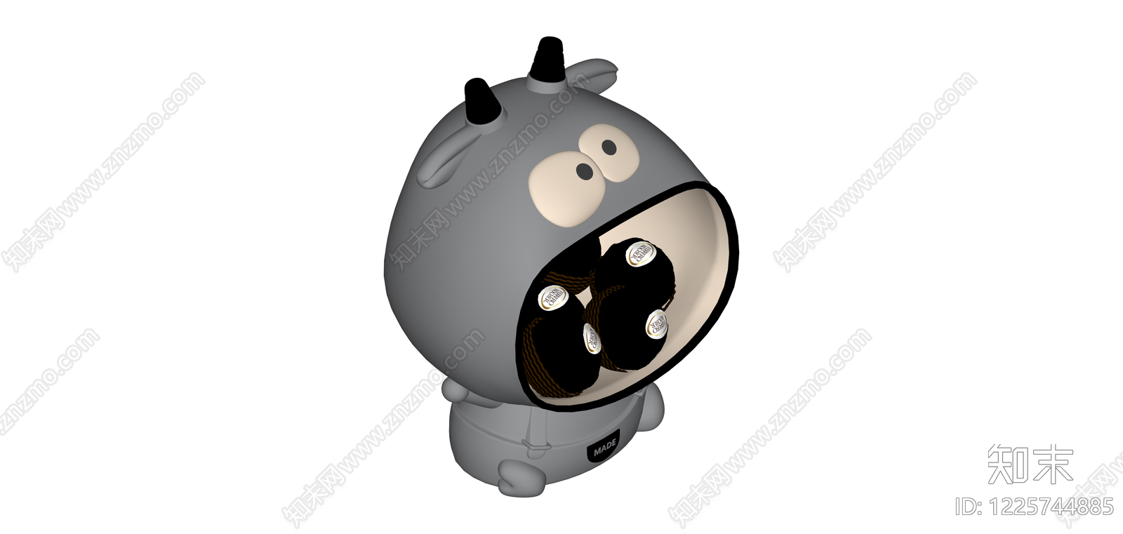 灰色卡通动物造型音箱SU模型下载【ID:1225744885】