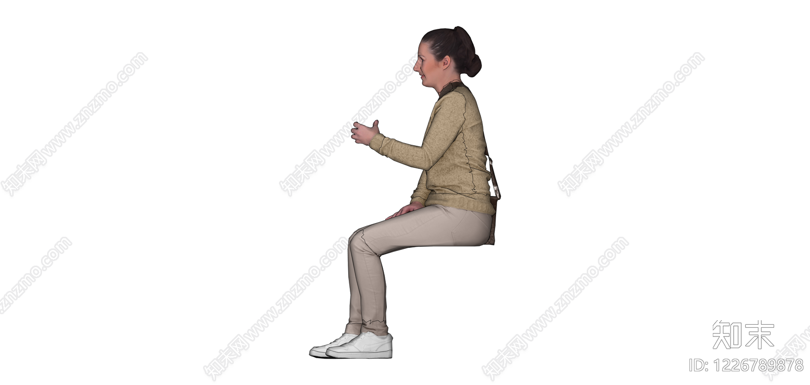 坐姿女性人物模型SU模型下载【ID:1226789878】