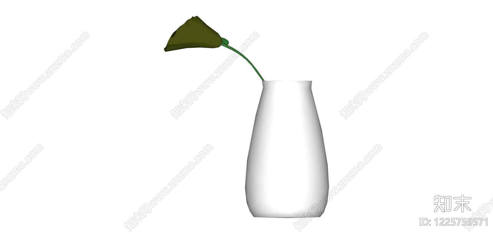 白模花瓶带植物SU模型下载【ID:1225759571】