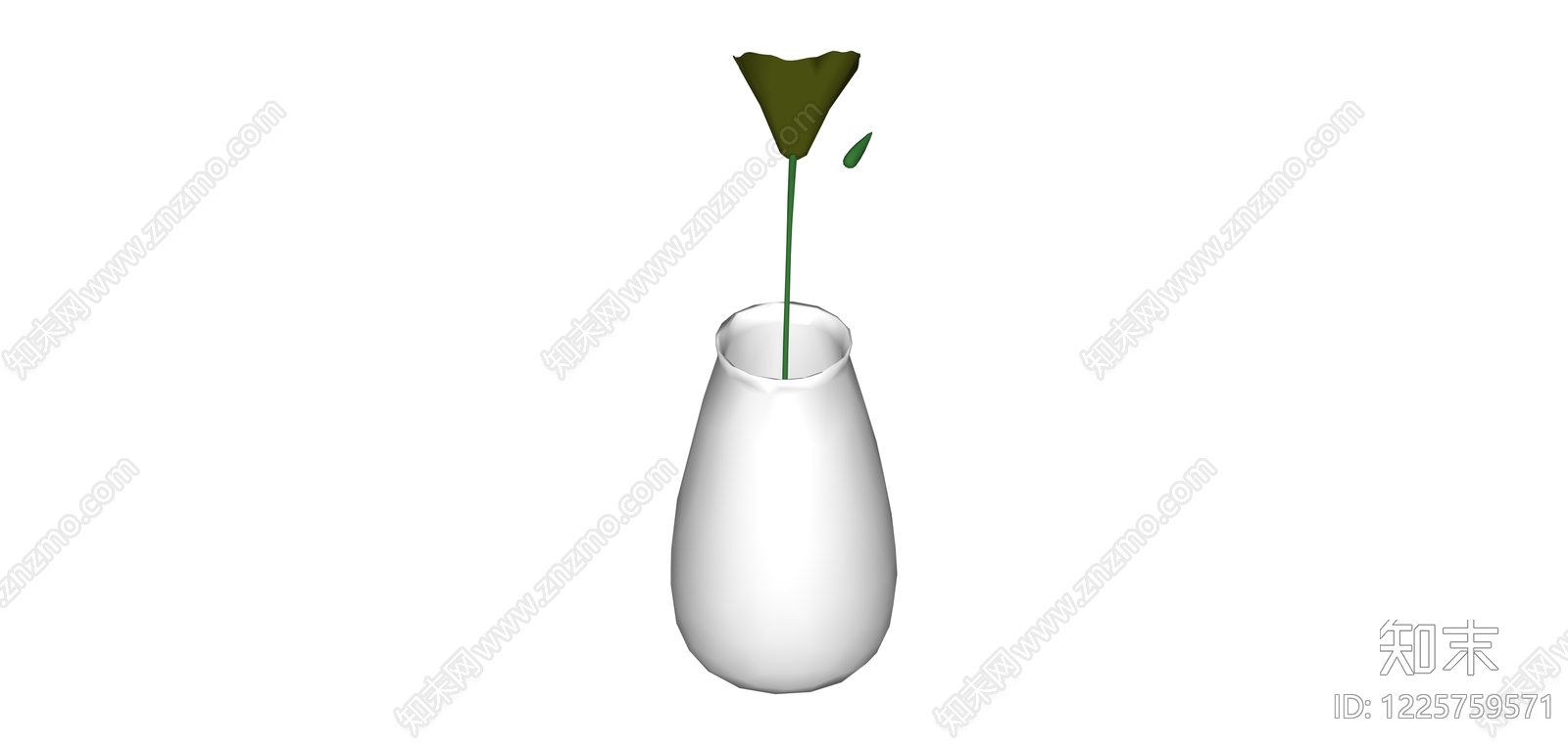白模花瓶带植物SU模型下载【ID:1225759571】