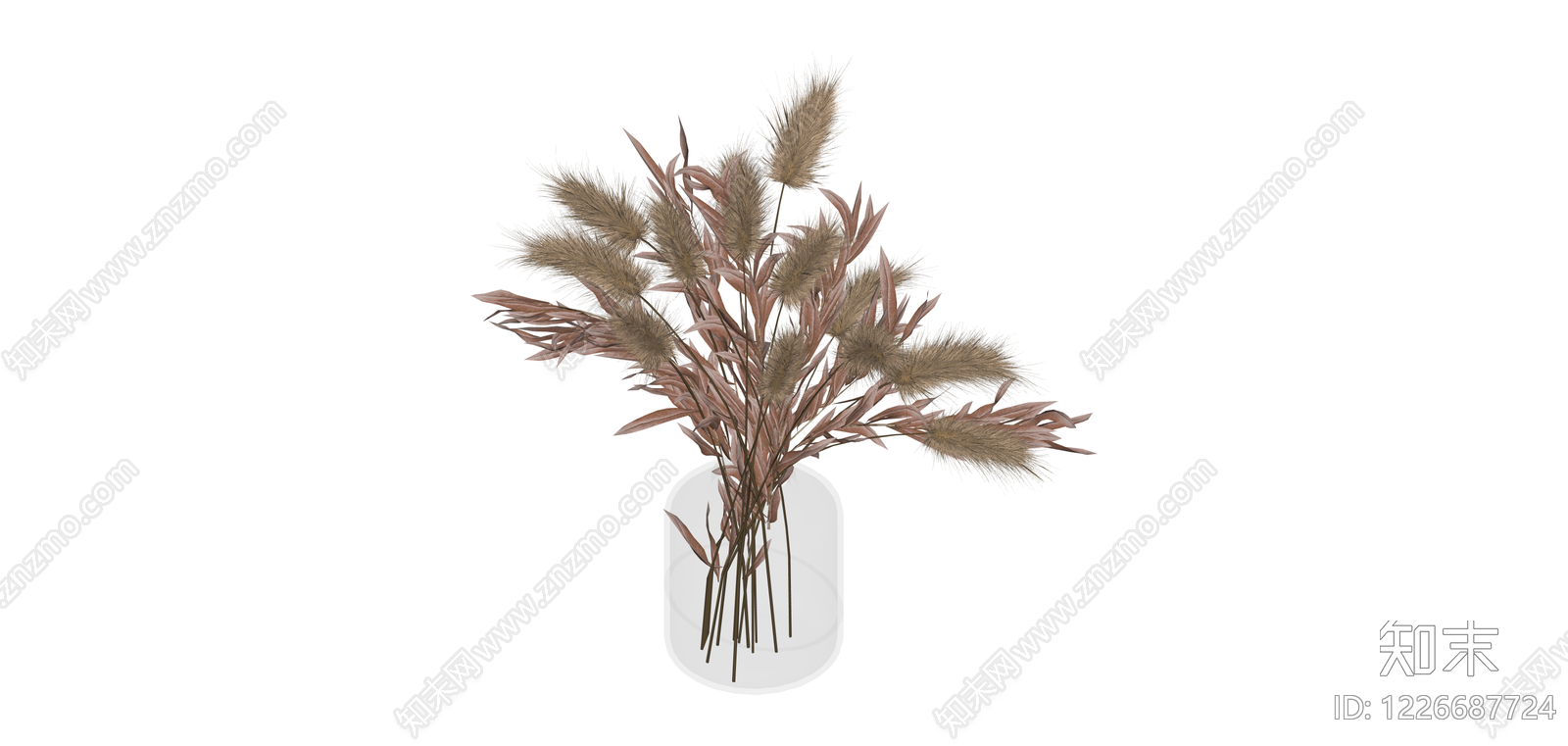 花瓶插干花装饰组合SU模型下载【ID:1226687724】