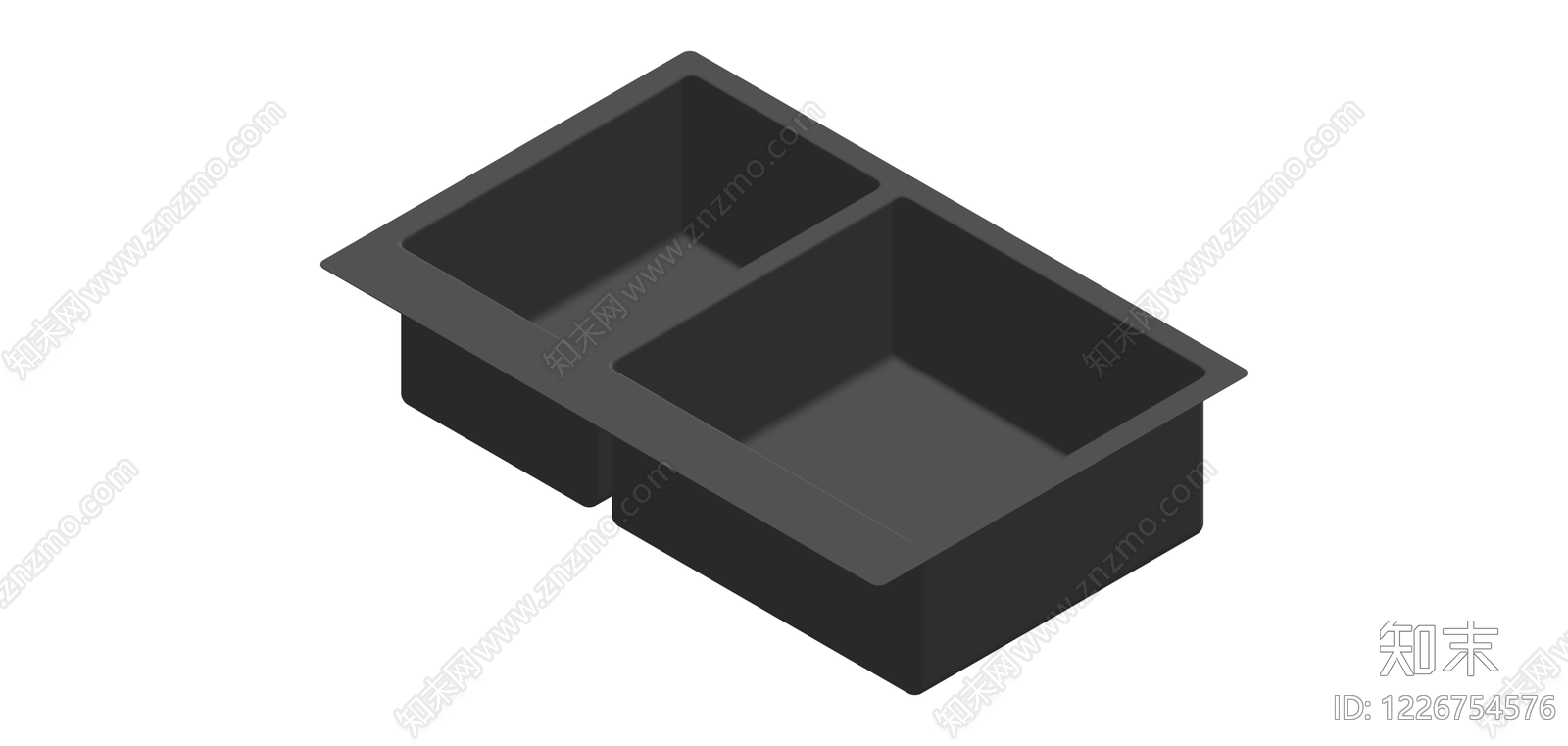深灰色双槽厨房水槽SU模型下载【ID:1226754576】