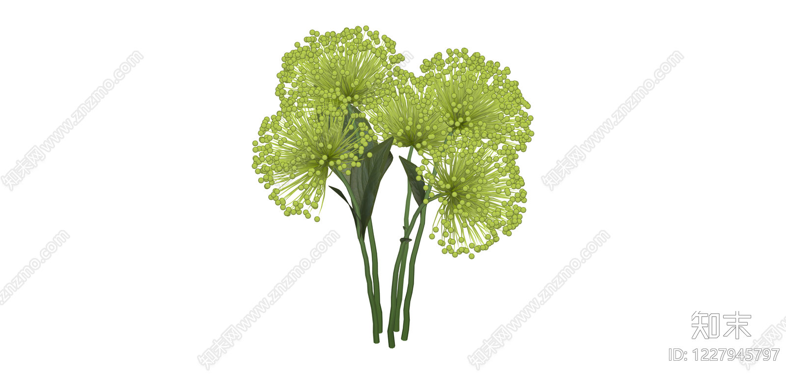 绿色球状花艺组合SU模型下载【ID:1227945797】