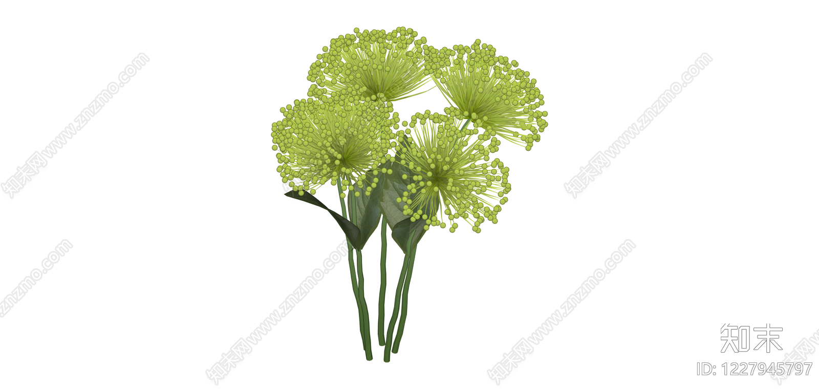绿色球状花艺组合SU模型下载【ID:1227945797】
