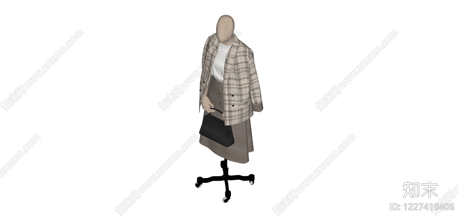 人台模特展示架SU模型下载【ID:1227419406】