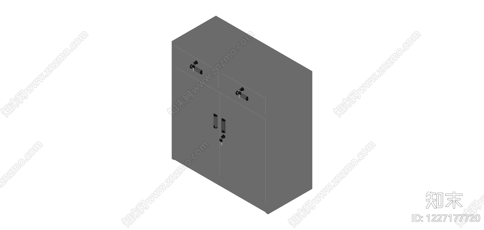 灰色双门文件柜SU模型下载【ID:1227177720】