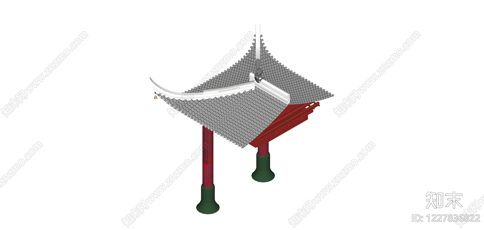 中式四角亭模型SU模型下载【ID:1227836822】