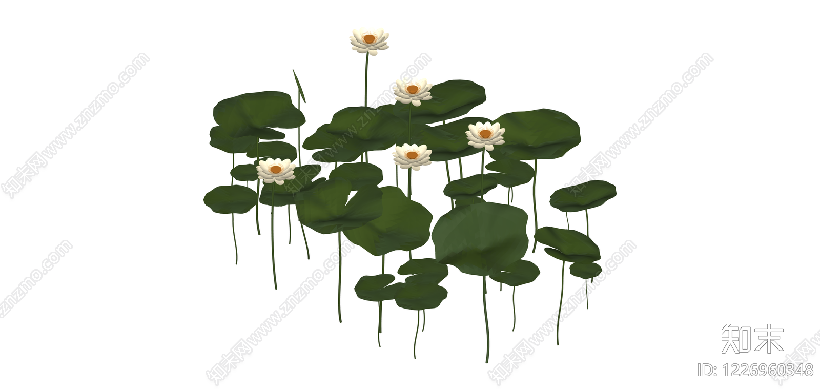 白莲花荷叶景观组合SU模型下载【ID:1226960348】