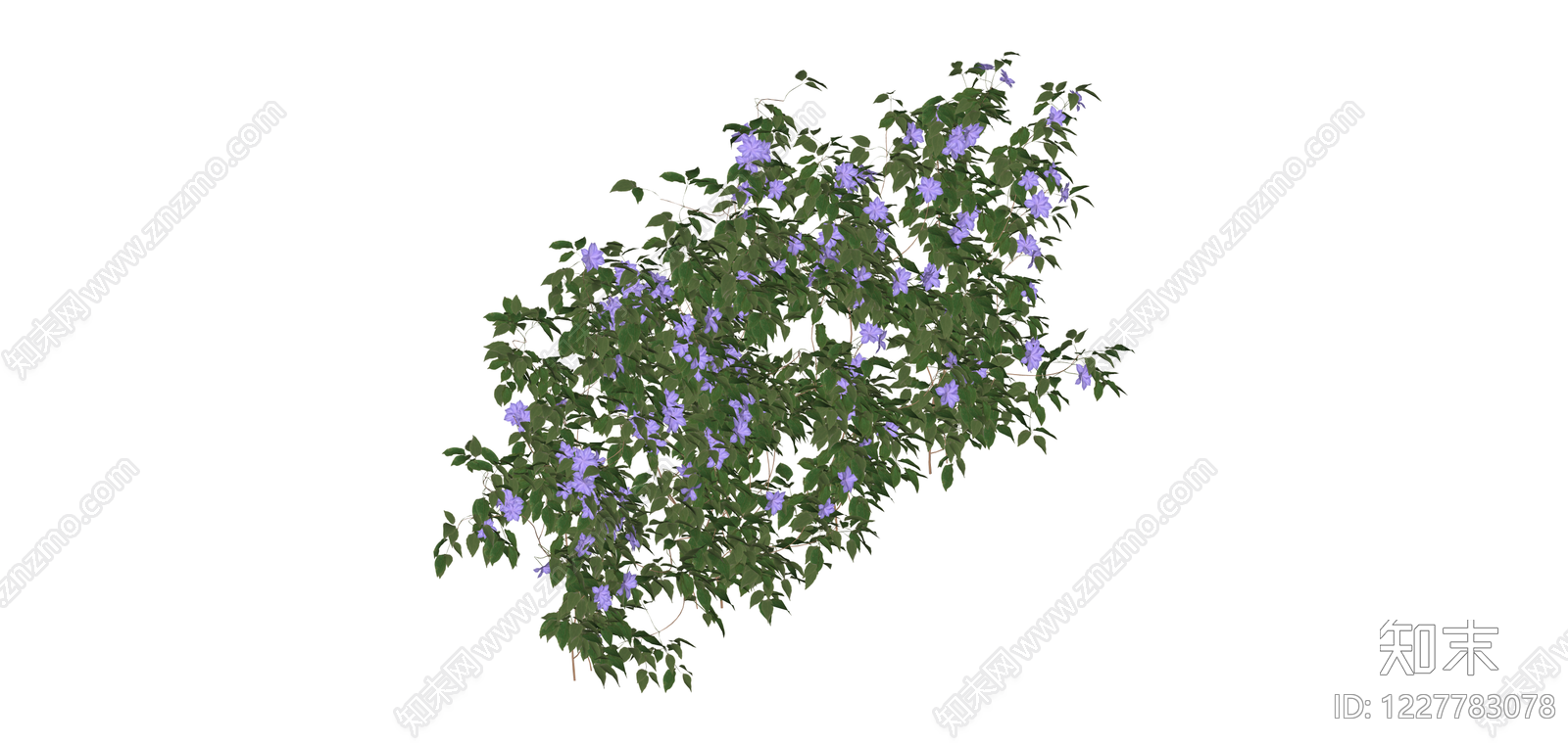 蓝花灌木植物模型SU模型下载【ID:1227783078】