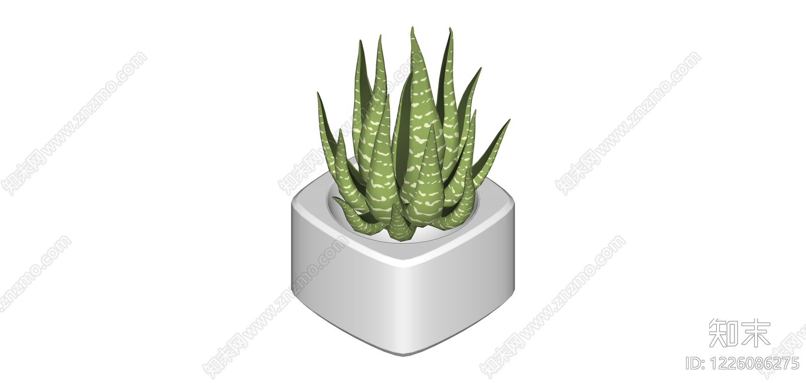 带盆条纹绿植盆栽SU模型下载【ID:1226086275】