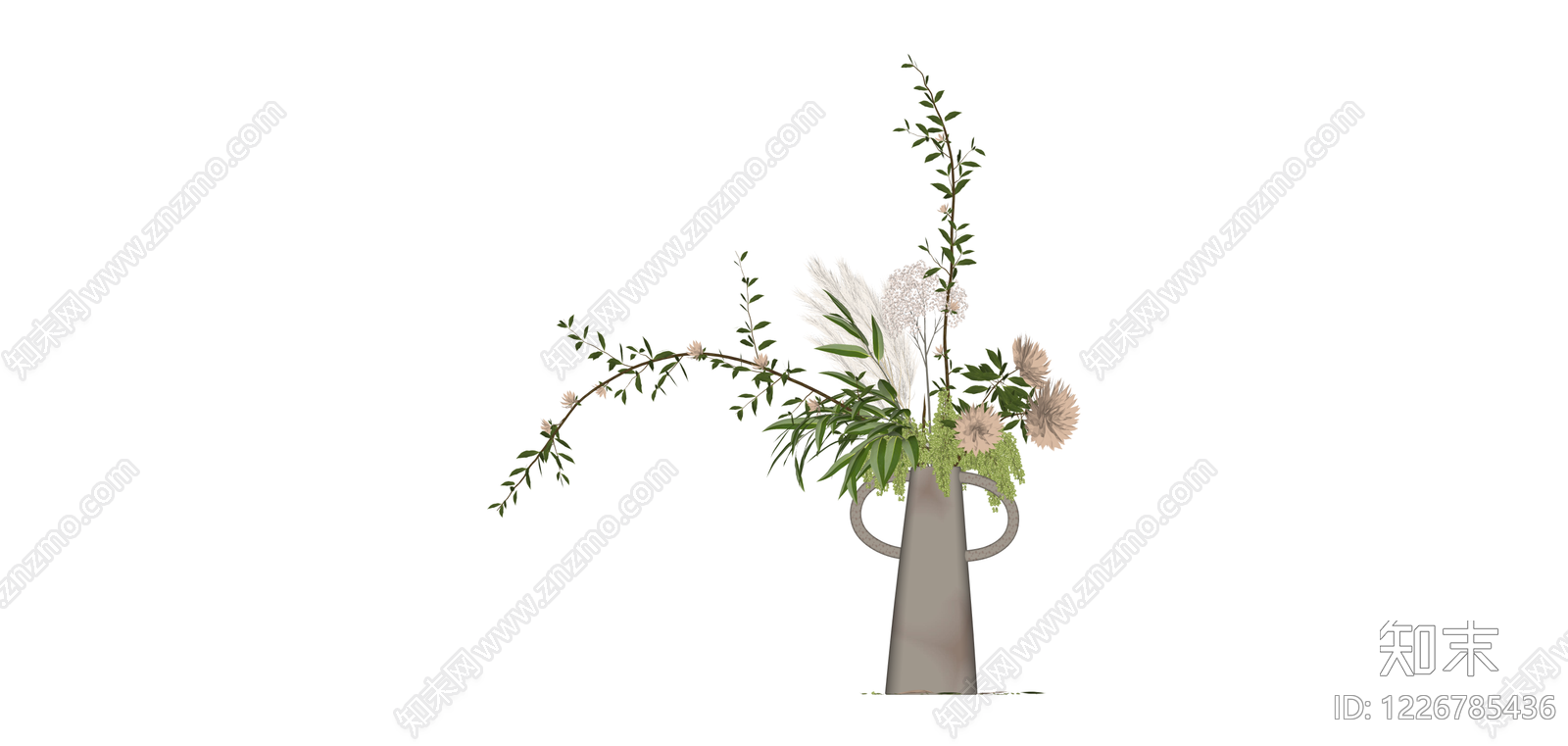 带双耳花器插花组合SU模型下载【ID:1226785436】