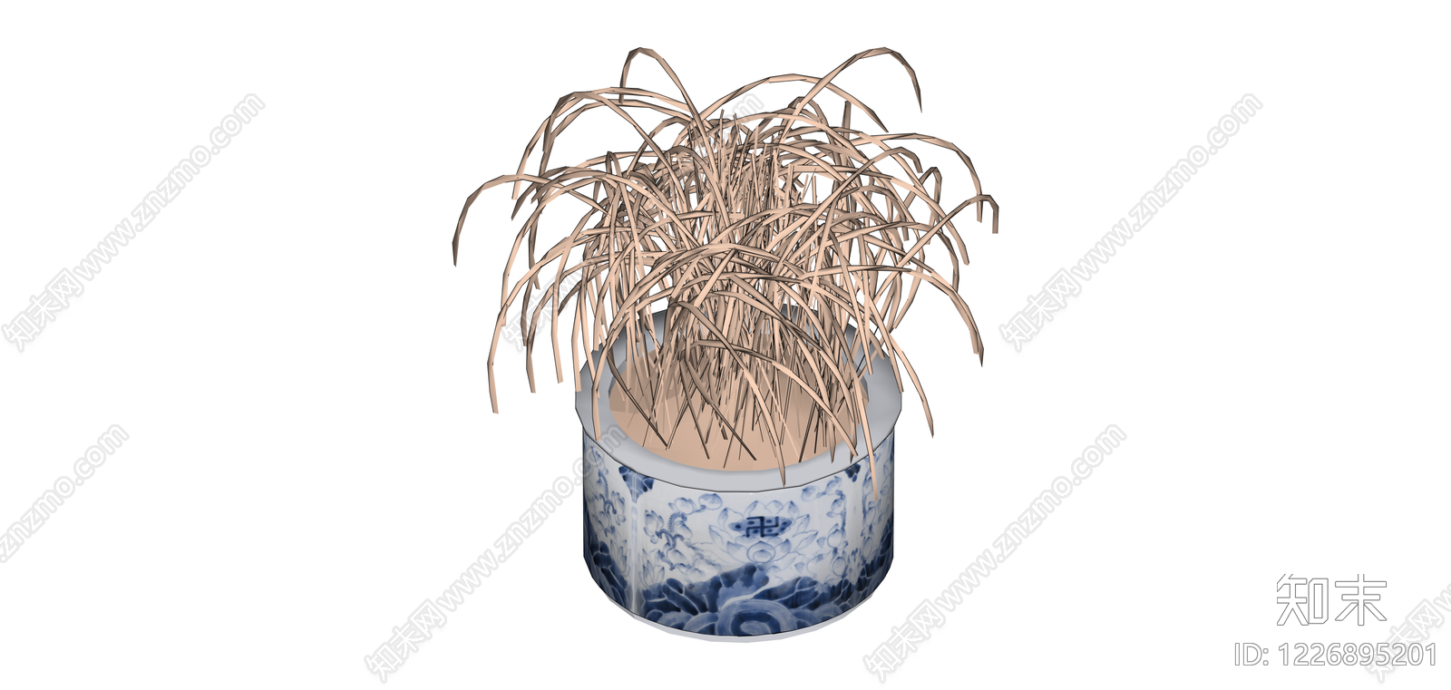 青花瓷盆栽植物SU模型下载【ID:1226895201】