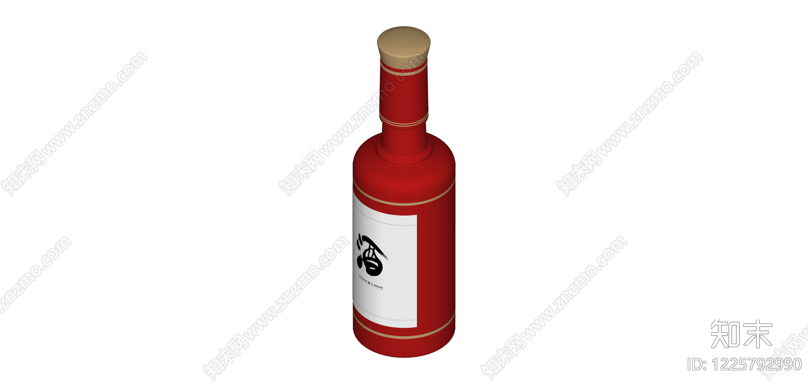 红色中式酒瓶SU模型下载【ID:1225792990】