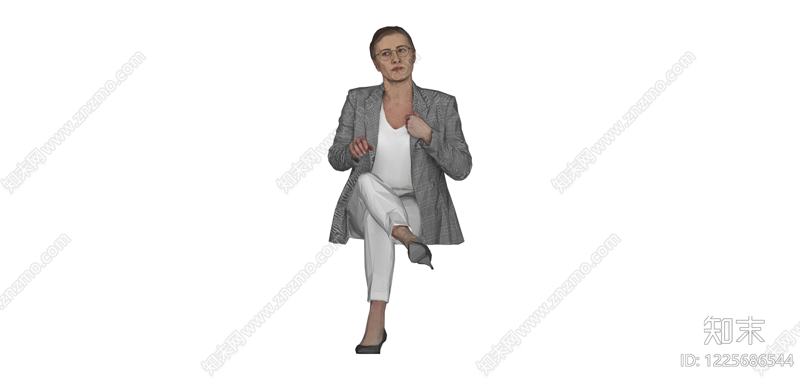 商务女性坐姿模型SU模型下载【ID:1225686544】