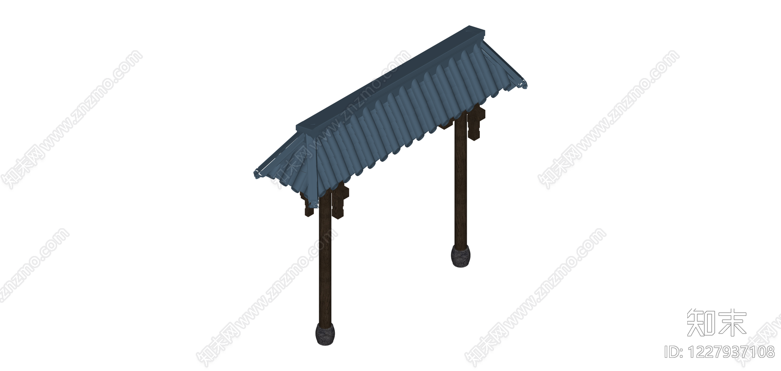 中式木质凉亭SU模型下载【ID:1227937108】