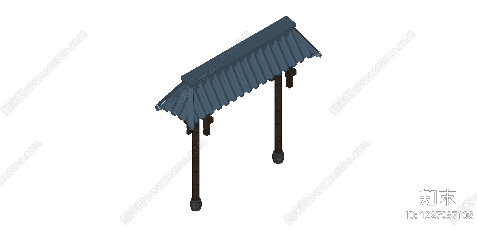 中式木质凉亭SU模型下载【ID:1227937108】