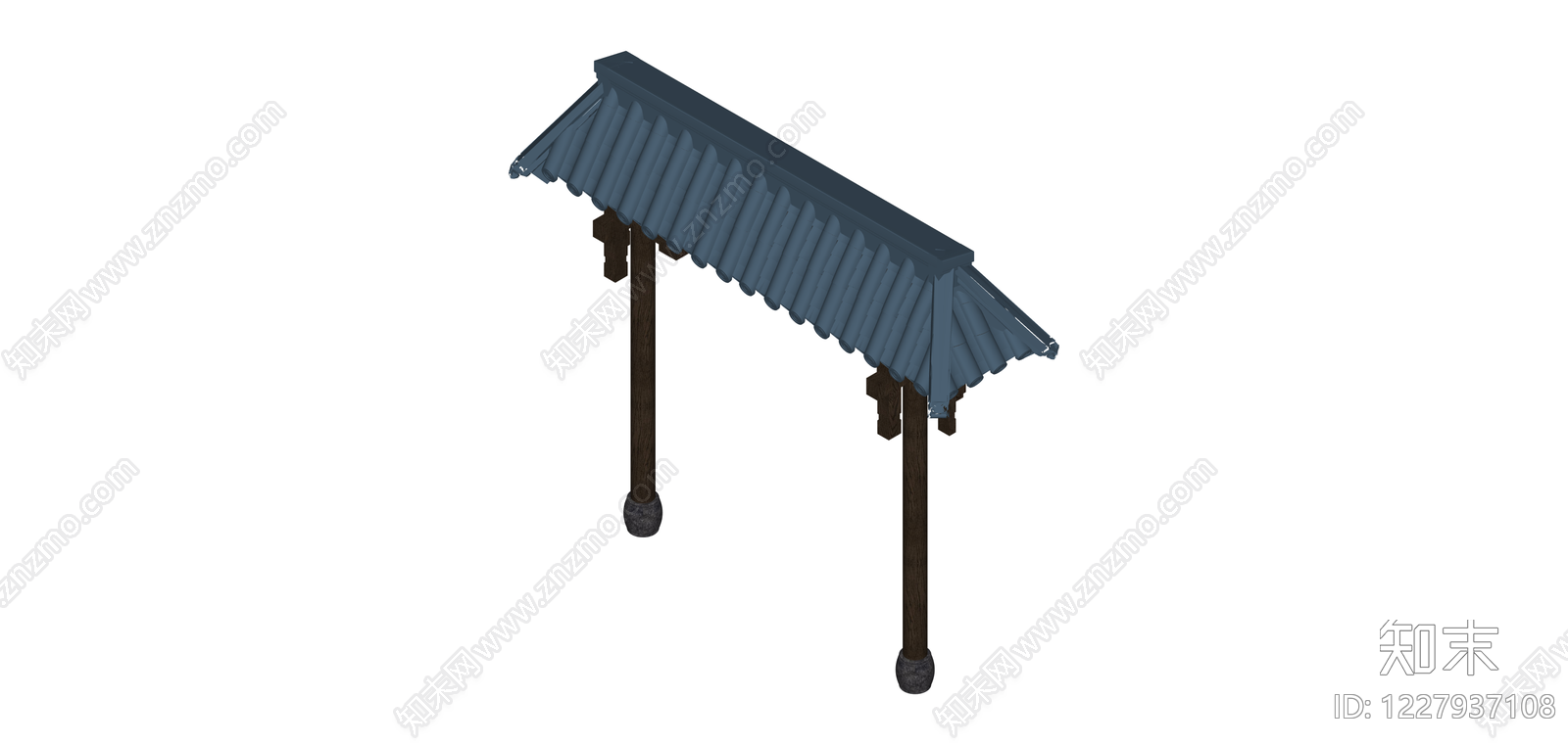 中式木质凉亭SU模型下载【ID:1227937108】