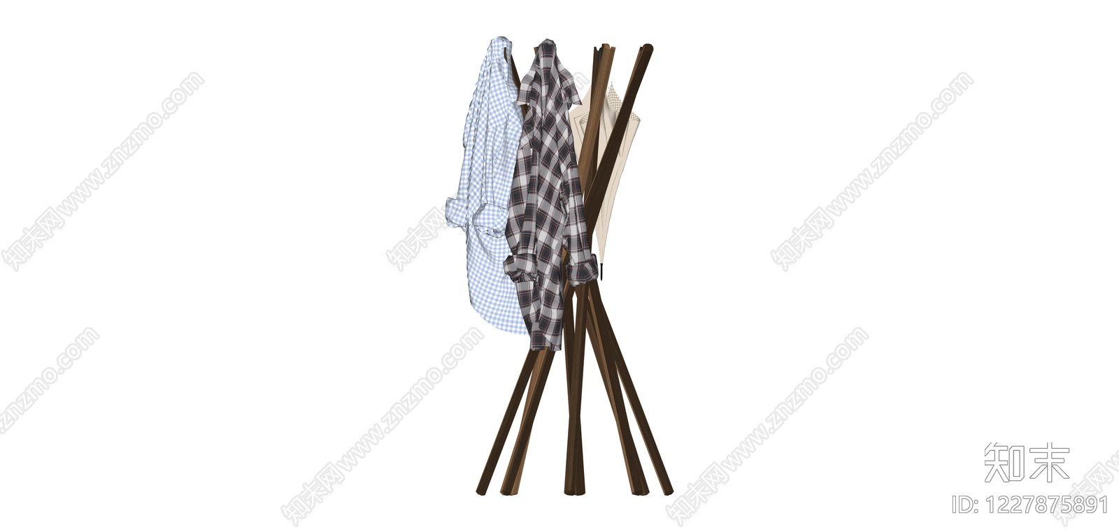 交叉木架衣帽架SU模型下载【ID:1227875891】