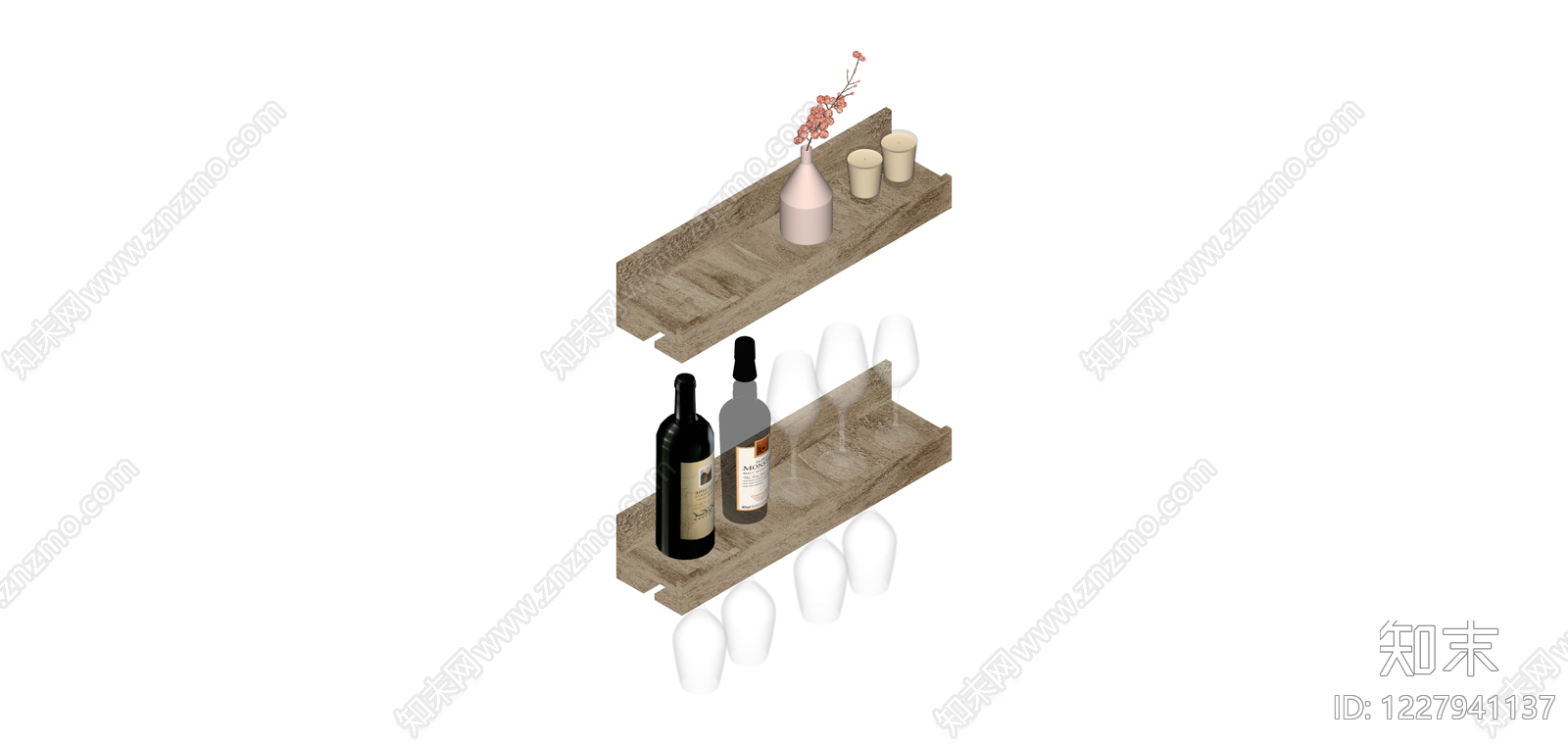 双层置物架酒具组合SU模型下载【ID:1227941137】