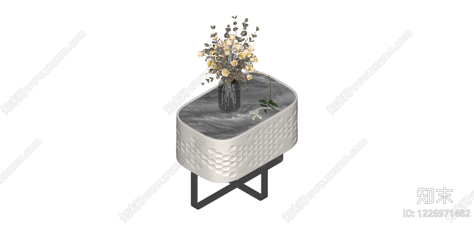 白色纹理边几组合SU模型下载【ID:1226971482】
