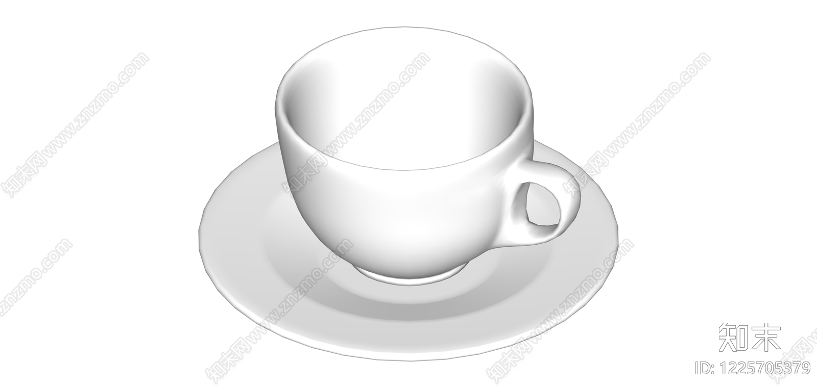 白模茶杯碟套装SU模型下载【ID:1225705379】