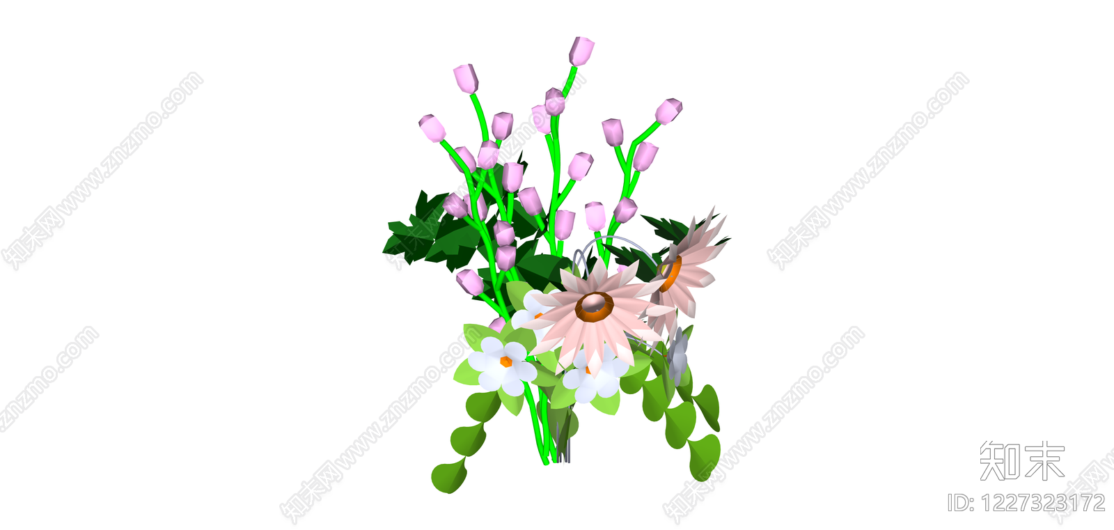 多色花艺组合盆栽SU模型下载【ID:1227323172】