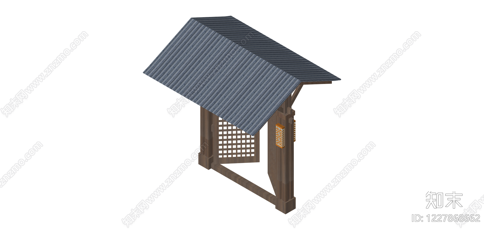 日式木质格栅门亭SU模型下载【ID:1227868662】