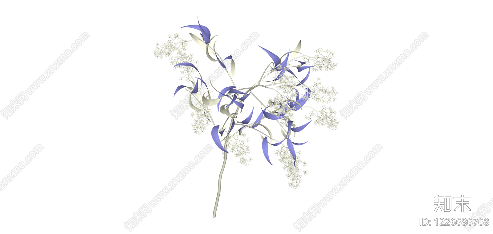 蓝白丝带装饰花艺SU模型下载【ID:1226686768】