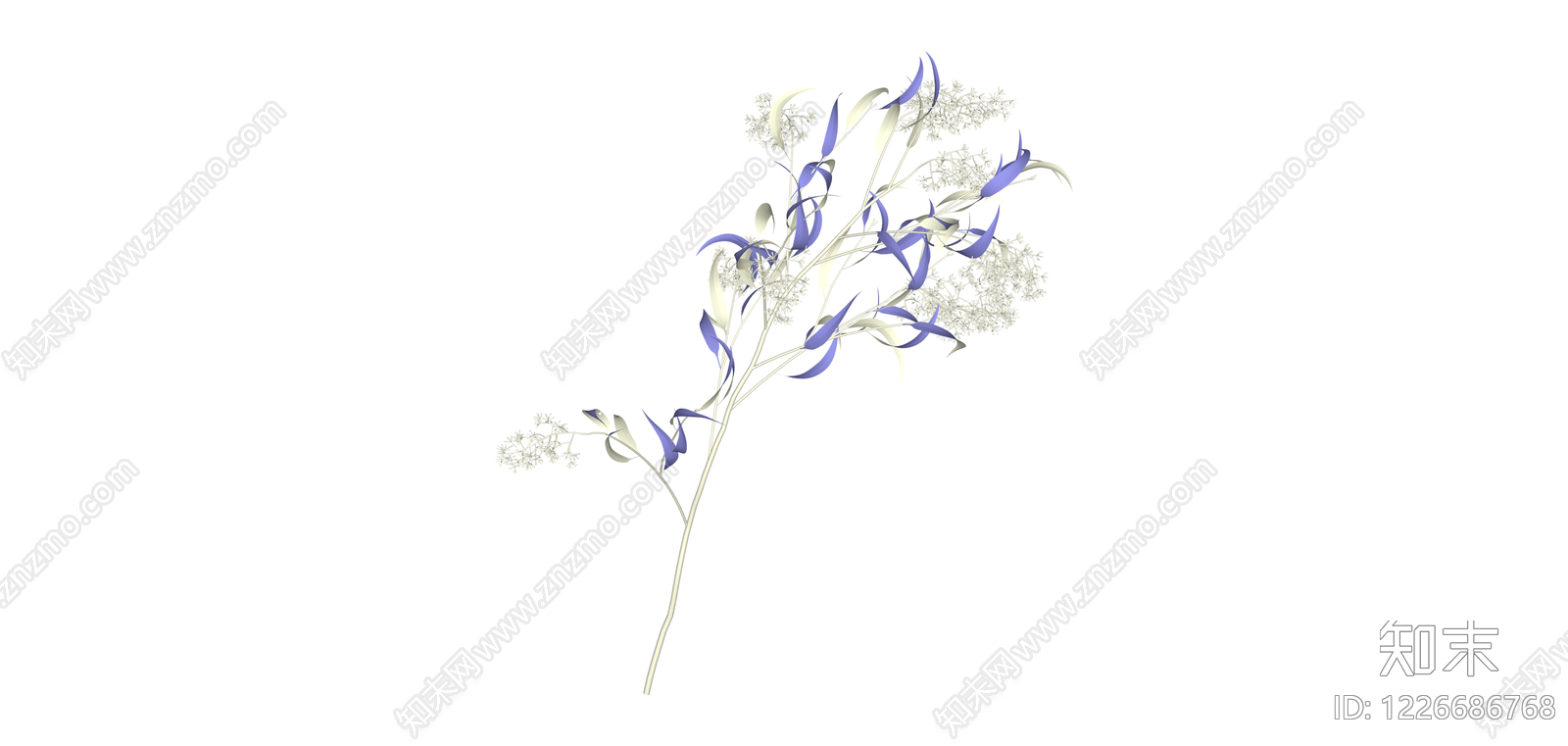 蓝白丝带装饰花艺SU模型下载【ID:1226686768】