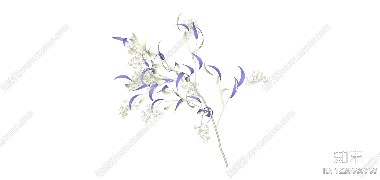 蓝白丝带装饰花艺SU模型下载【ID:1226686768】