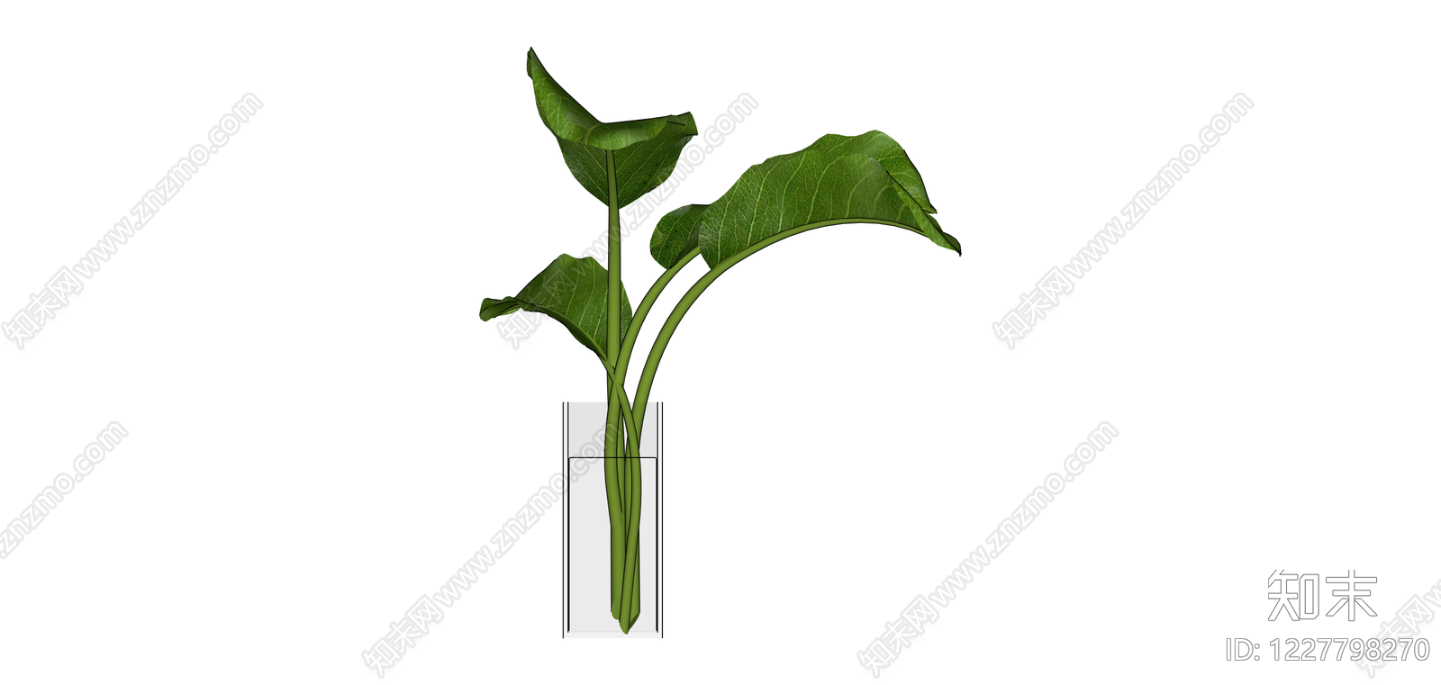 带玻璃花瓶绿植SU模型下载【ID:1227798270】