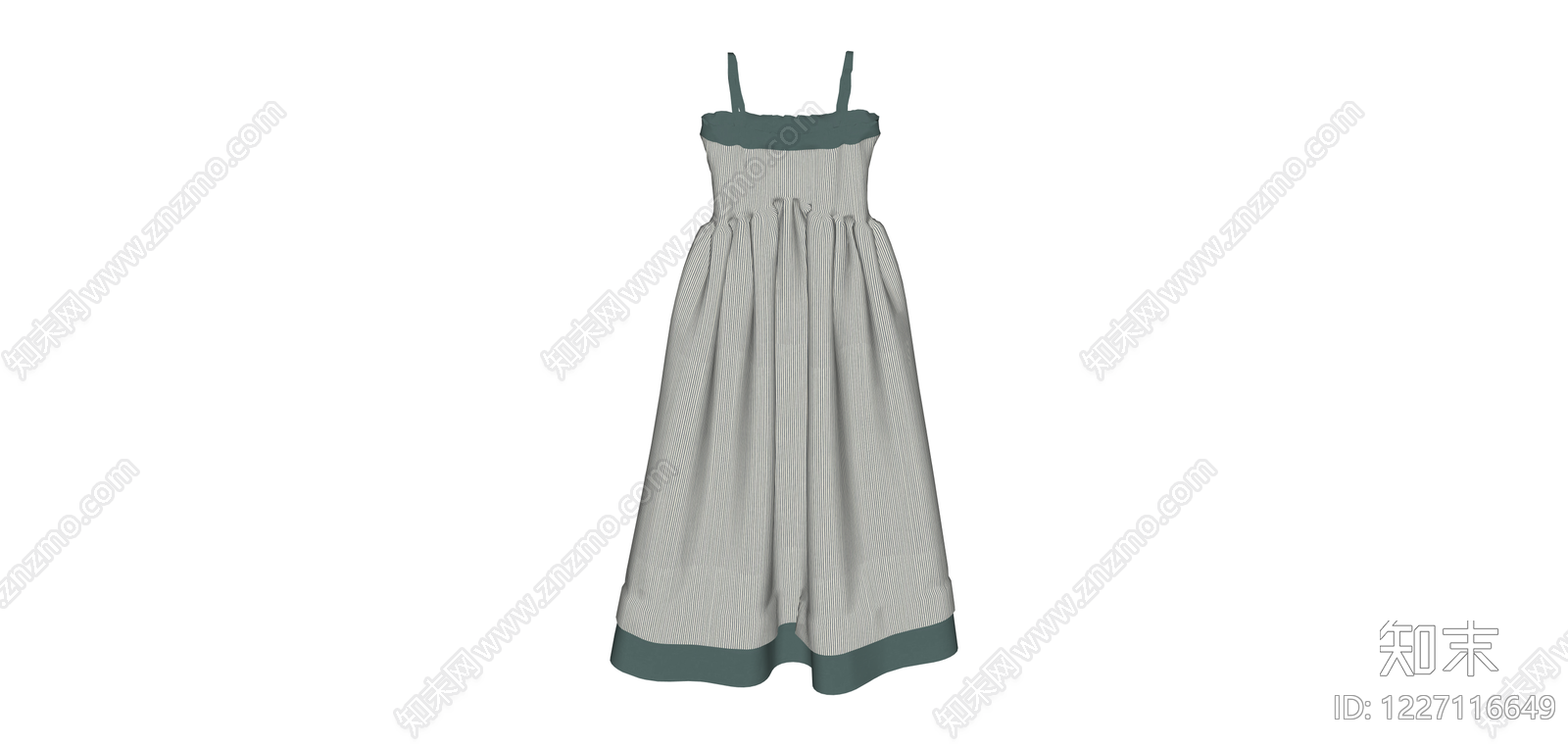 条纹拼接吊带长裙SU模型下载【ID:1227116649】