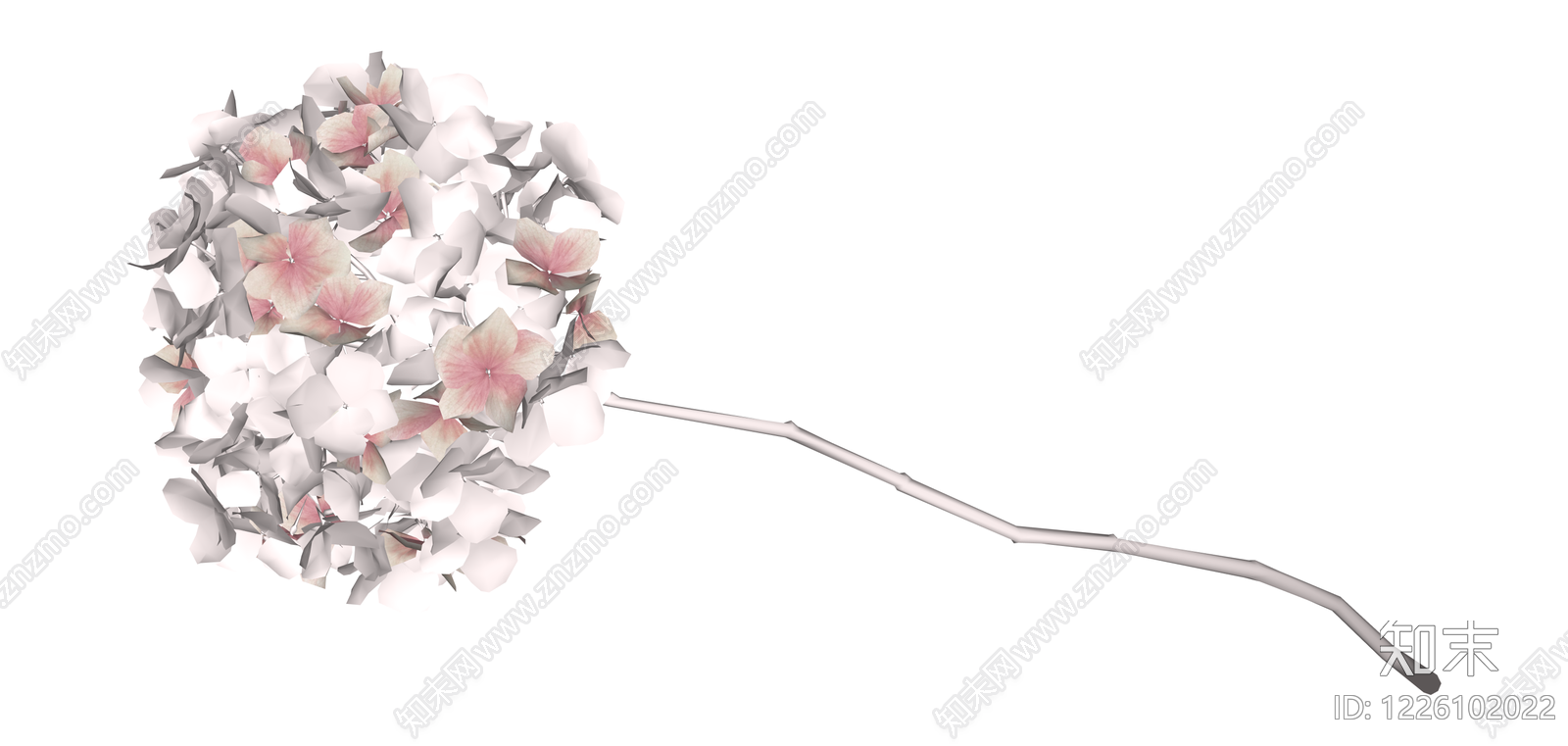 白色绣球花艺模型SU模型下载【ID:1226102022】