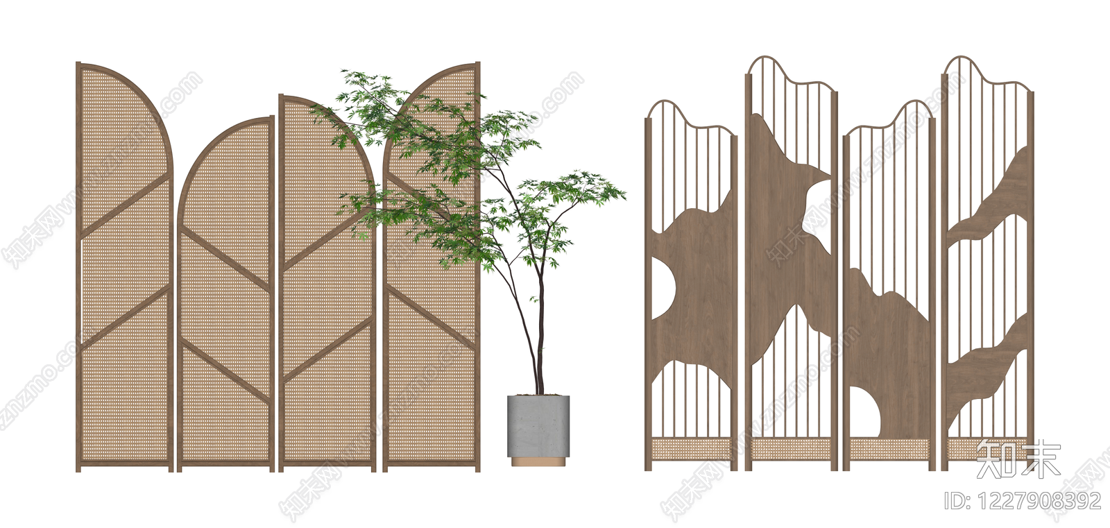 组合式藤编木质屏风SU模型下载【ID:1227908392】