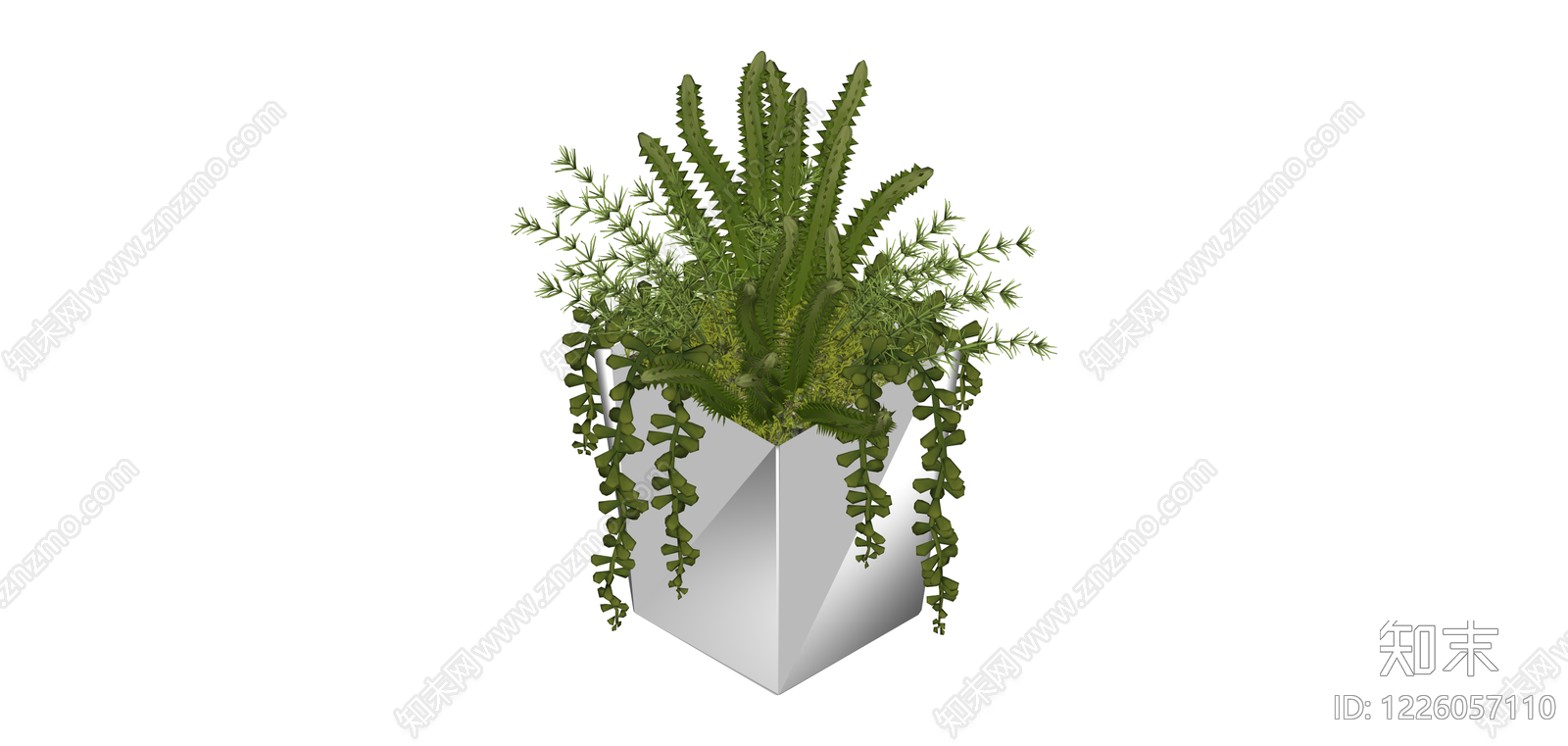 几何花盆绿植组合SU模型下载【ID:1226057110】