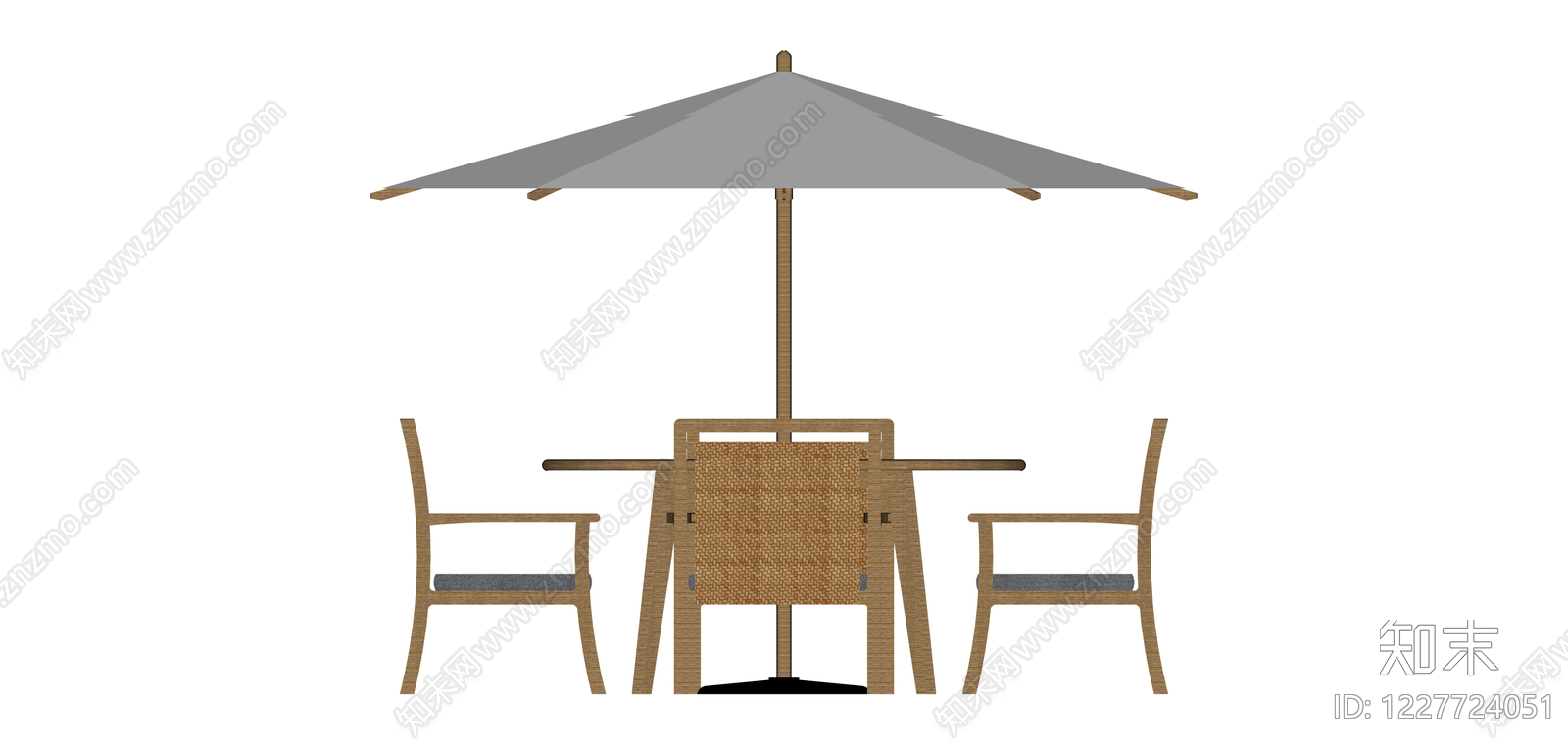 藤编户外桌椅伞组合SU模型下载【ID:1227724051】