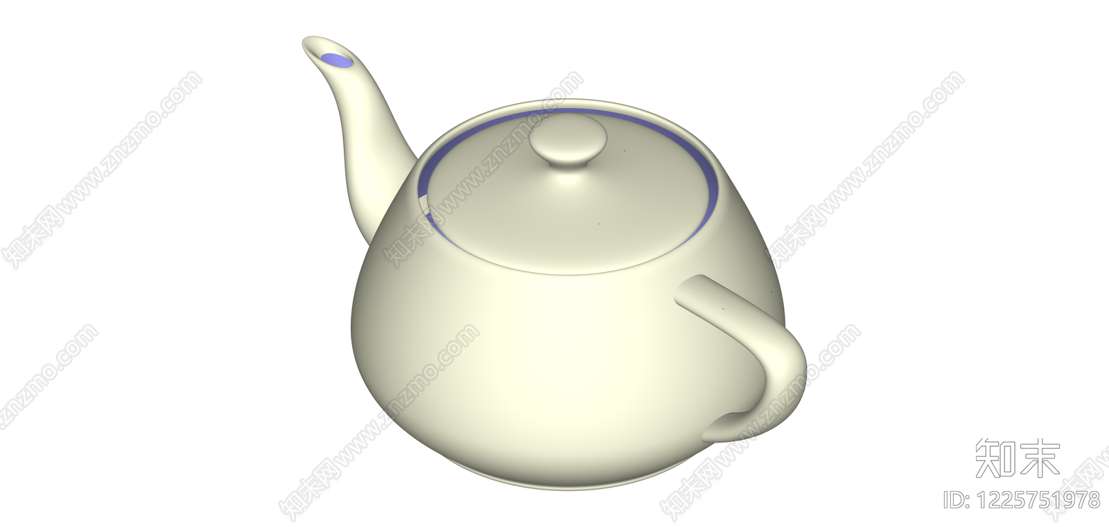 带盖白瓷茶壶SU模型下载【ID:1225751978】