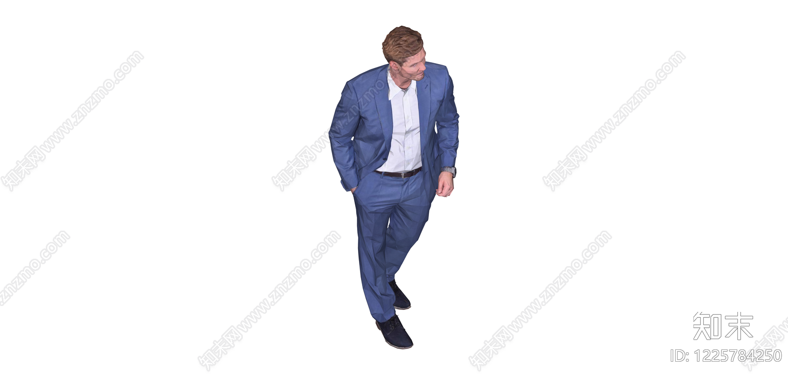 蓝西装男士人物模型SU模型下载【ID:1225784250】