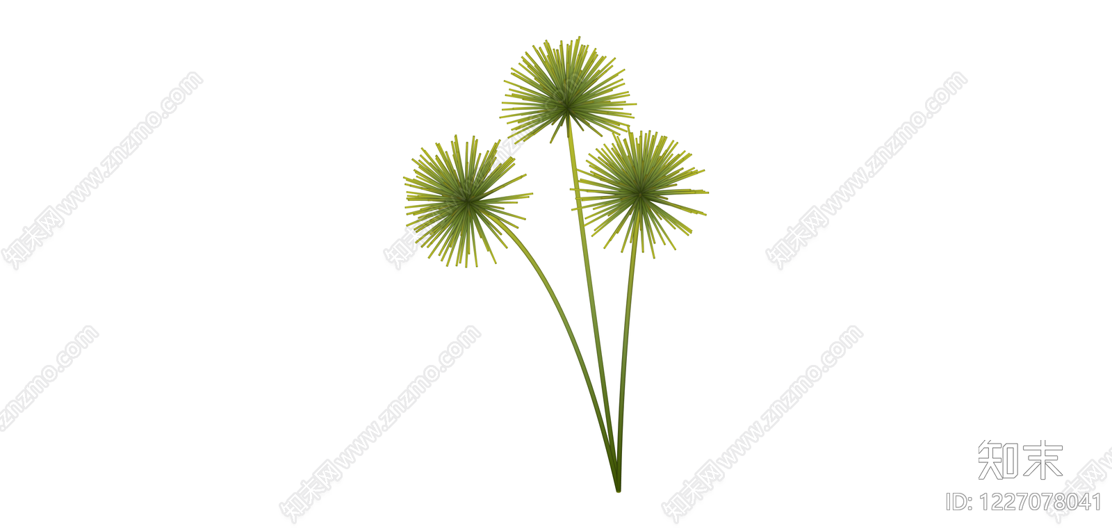 绿色纸莎草花艺组合SU模型下载【ID:1227078041】